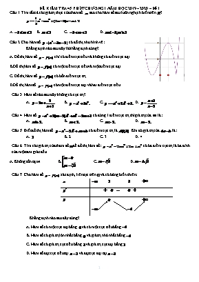 Đề kiểm tra 45 phút Chương 1 môn Giải tích Lớp 12 - Năm học 2019-2020  Đê 1